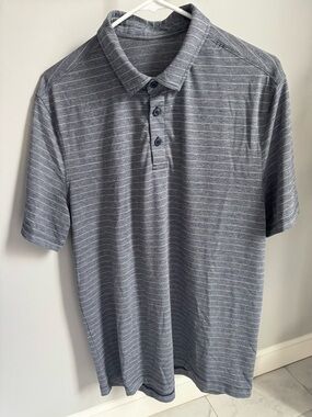 lululemon athletica Men's Heathered Gray Stripe Polo